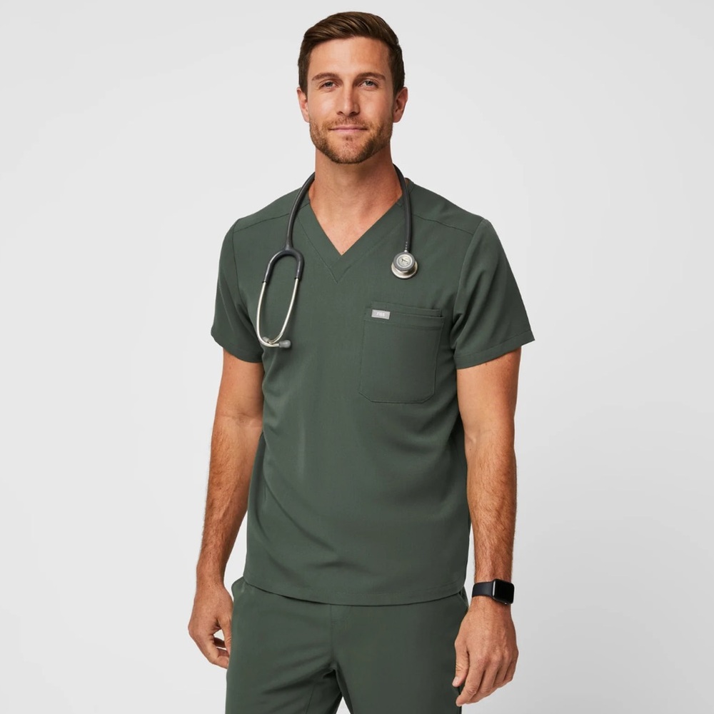 FIGS Olive Green Leon Three-Pocket Scrub Top™